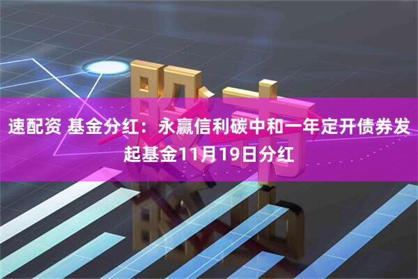 速配资 基金分红：永赢信利碳中和一年定开债券发起基金11月19日分红
